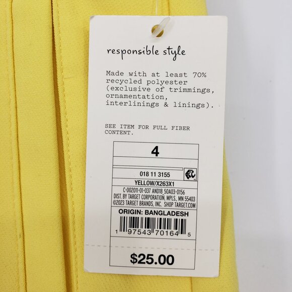 3/$25 a new day Stretch Midi Pleated Shorts 4 Womens High Rise Waist Yellow - Picture 12 of 13